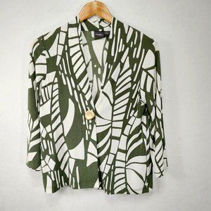 Travelers Chicos 0 Cardigan Womens Small 4 Green White Floral Print Sweater Open